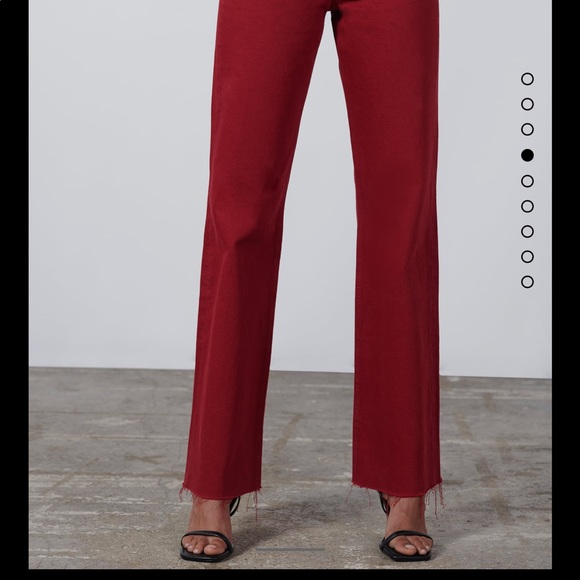 zara 90s full length jeans - zara red fared jeans - red 90s zara - Picture 3 of 8